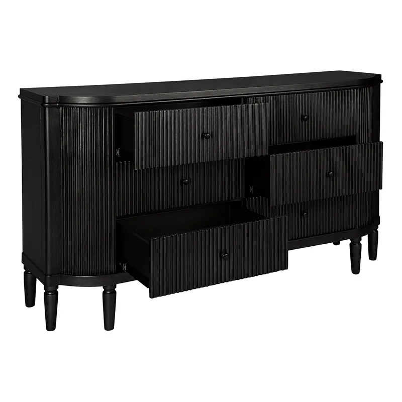Arielle 6 Drawer Chest Black, 160cm W x 42cm D x 88cm H (RRP $3839) - Image 4
