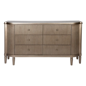 Arielle 6 Drawer Chest Antique Gold, 160cm W x 42cm D x 88cm H (RRP $3839)