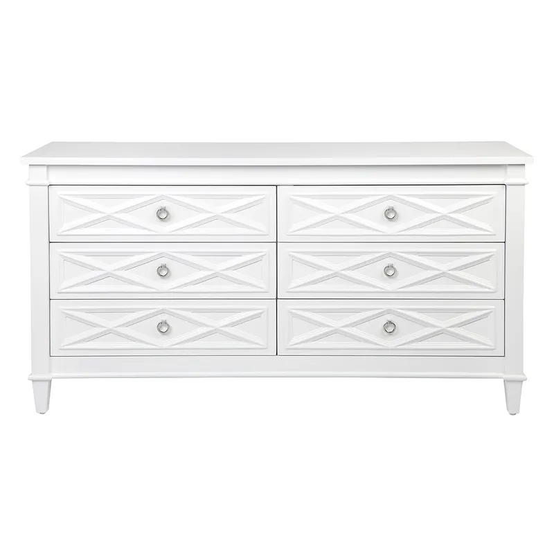 Plantation 6 Drawer Chest White, 150cm W x 40cm D x 80cm H (RRP $2849)