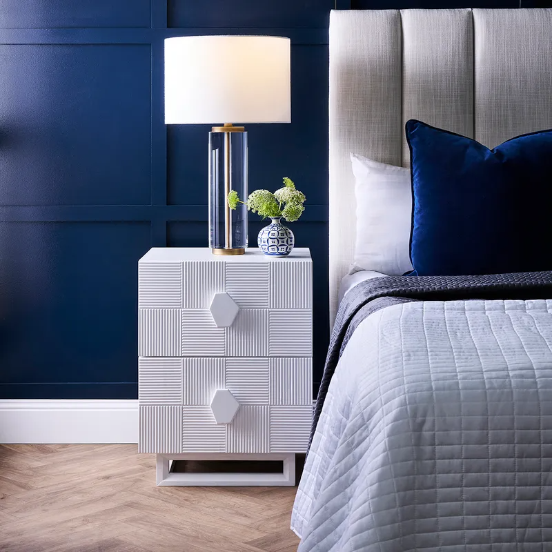 Alton Bedside Table Small White, 50cm W x 40cm D x 65cm H (RRP $1133) - Image 2