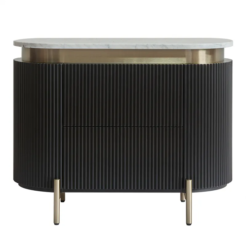 Demarco Bedside Table Black, 76cm W x 40cm D 60cm H (RRP $2453)