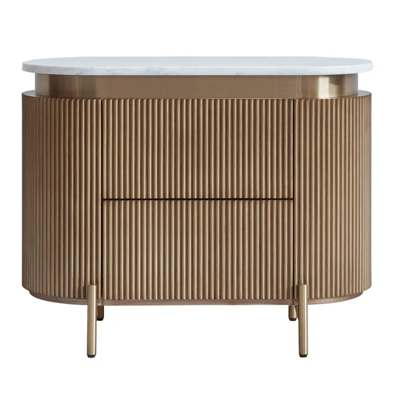 Demarco Bedside Table Antique Gold, 76cm W x 40cm D x 60cm H (RRP $2453)