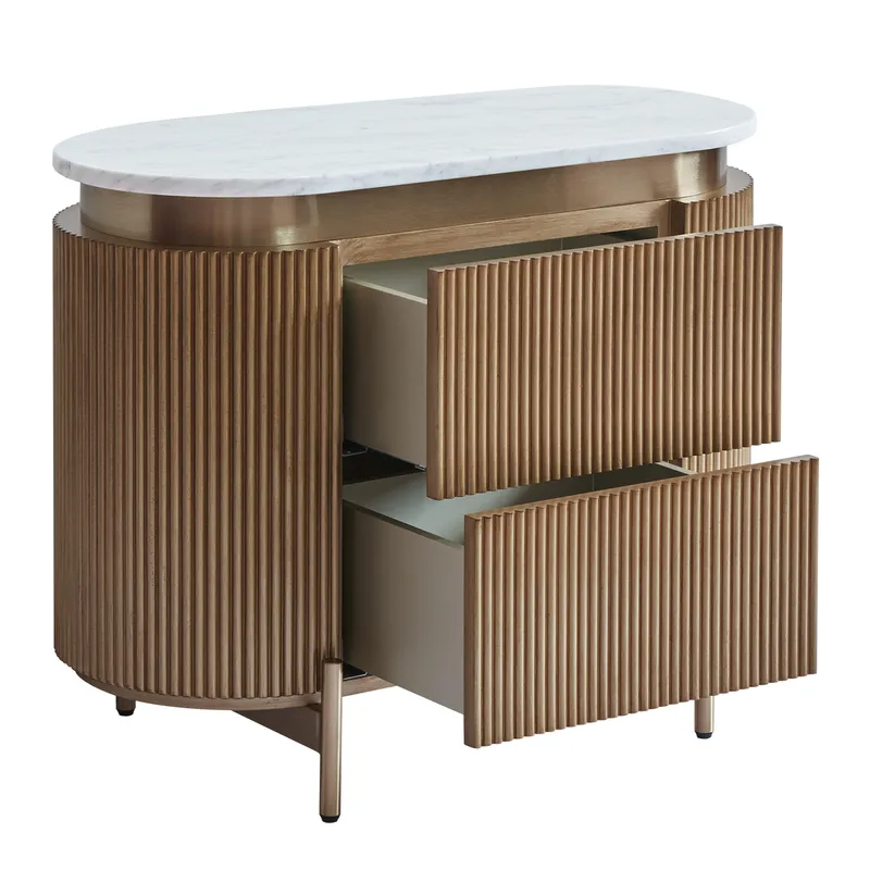 Demarco Bedside Table Antique Gold, 76cm W x 40cm D x 60cm H (RRP $2453) - Image 5