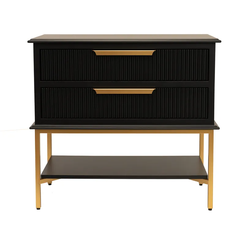 Aimee Bedside Table Large Black, 76cm W x 40cm D x 70cm H (RRP $1661)