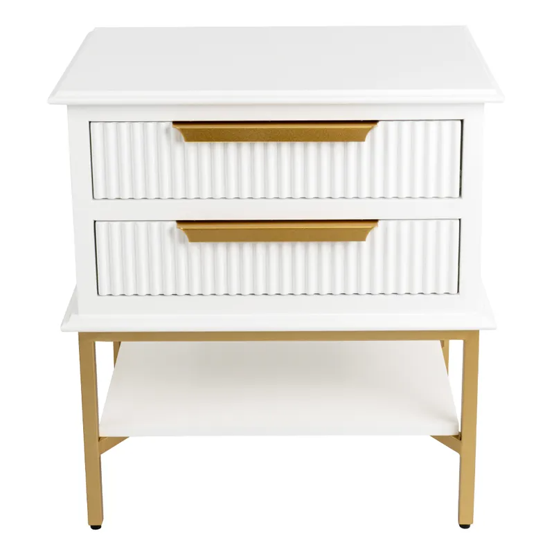 Aimee Bedside Table Small White, 55cm W x 40cm D x 60cm H (RRP $1375)