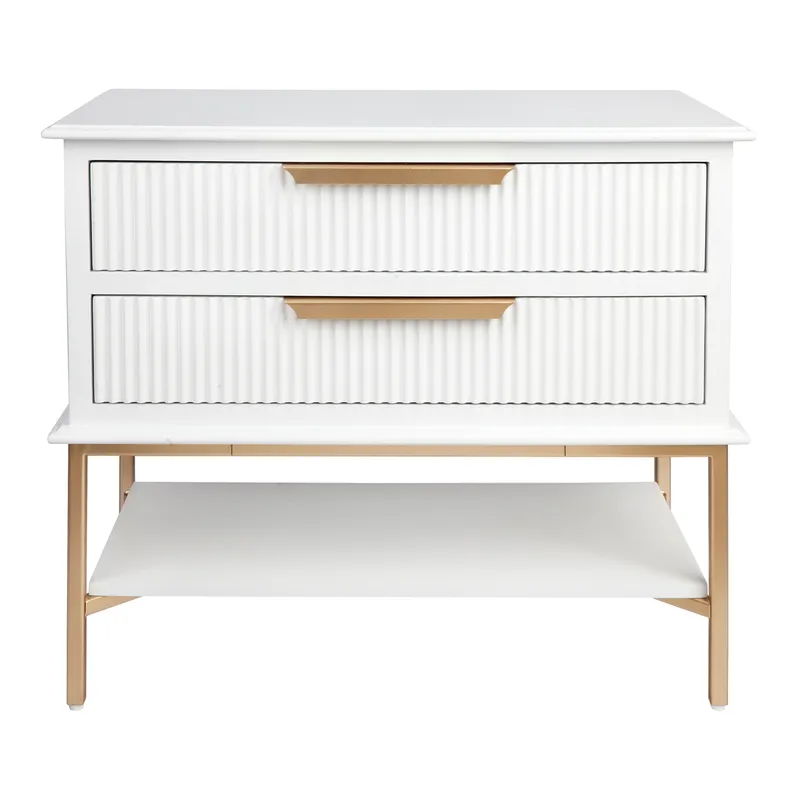 Aimee Bedside Table Large White, 76cm W x 40cm D x 70cm H (RRP $1661)