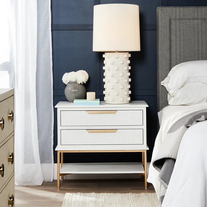 Aimee Bedside Table Large White, 76cm W x 40cm D x 70cm H (RRP $1661) - Image 4