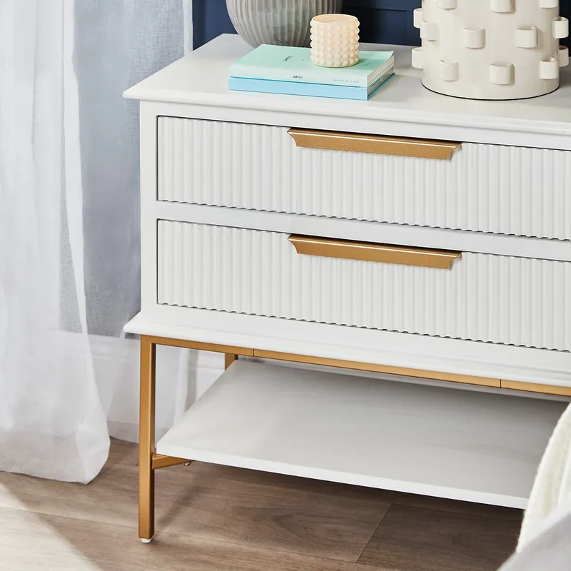 Aimee Bedside Table Large White, 76cm W x 40cm D x 70cm H (RRP $1661) - Image 6