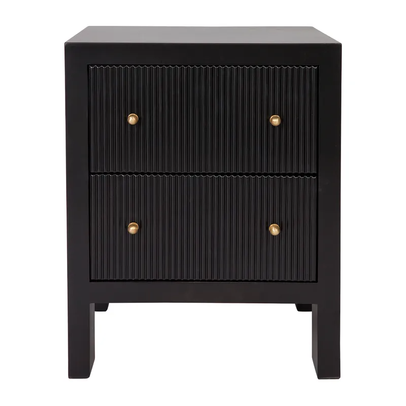 Ariana Bedside Table Small Black, 50cm W x 40cm D x 65cm H (RRP $1155)