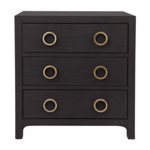 Astley Upholstered Bedside Table Charcoal Linen, 62cm W x 40cm D x 66cm H (RRP $2167)