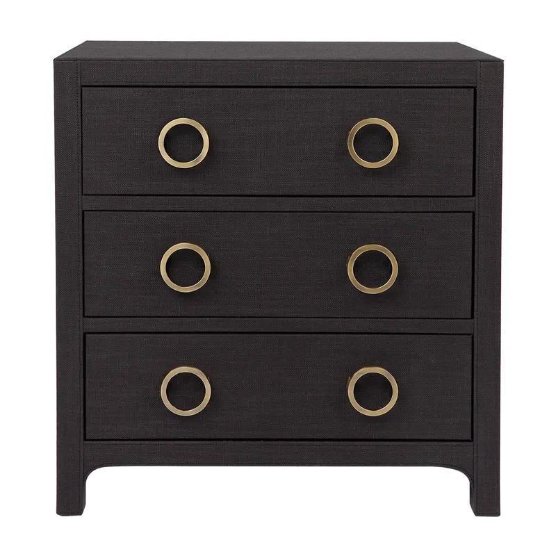 Astley Upholstered Bedside Table Charcoal Linen, 62cm W x 40cm D x 66cm H (RRP $2167)