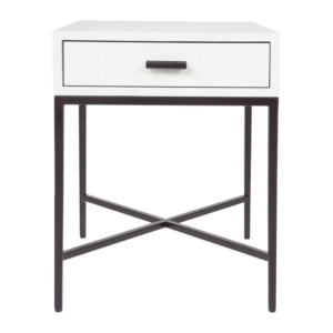 Nessa White Bedside Table Black, 45cm W x 45cm D x 60cm H (RRP $869)