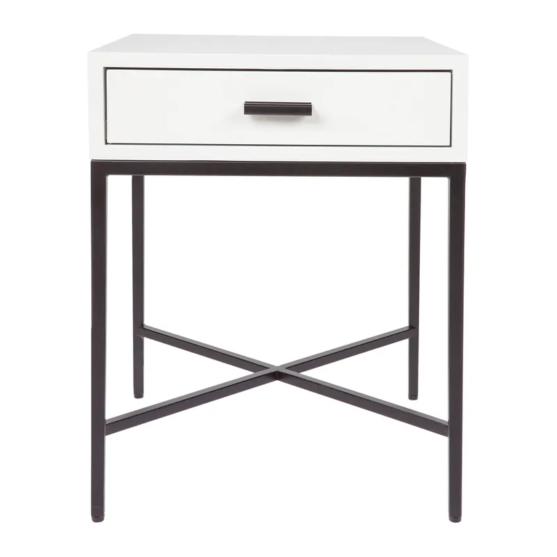 Nessa White Bedside Table Black, 45cm W x 45cm D x 60cm H (RRP $869)