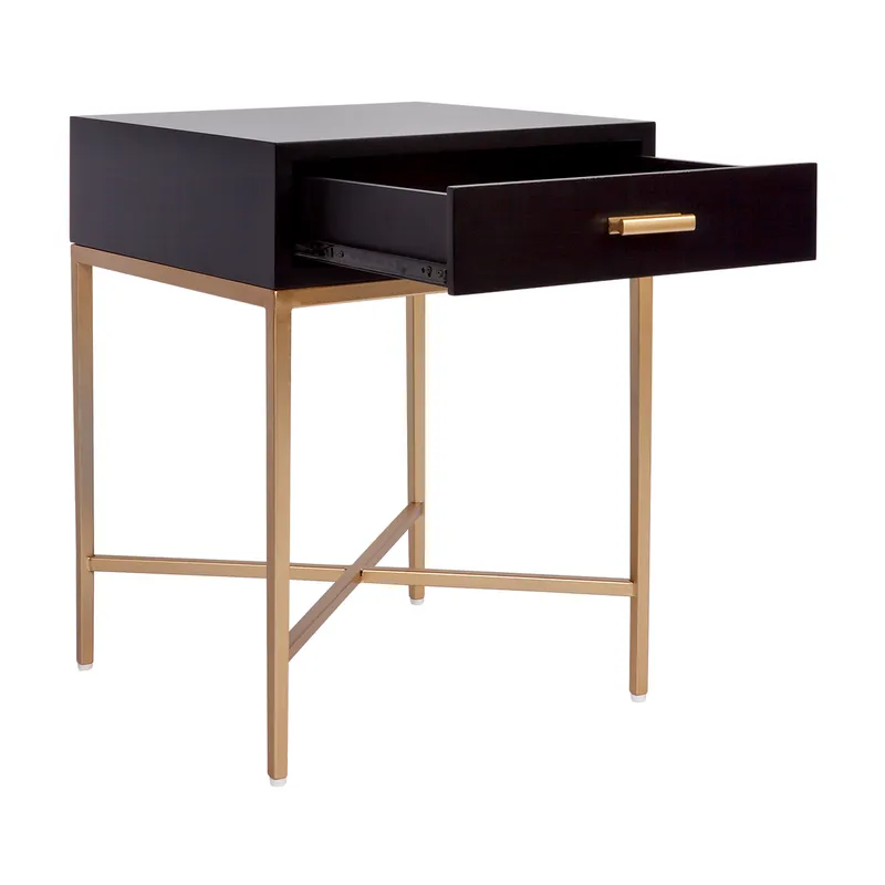 Nessa Black Bedside Table Gold, 45cm W x 45cm D x 60cm H (RRP $869) - Image 5