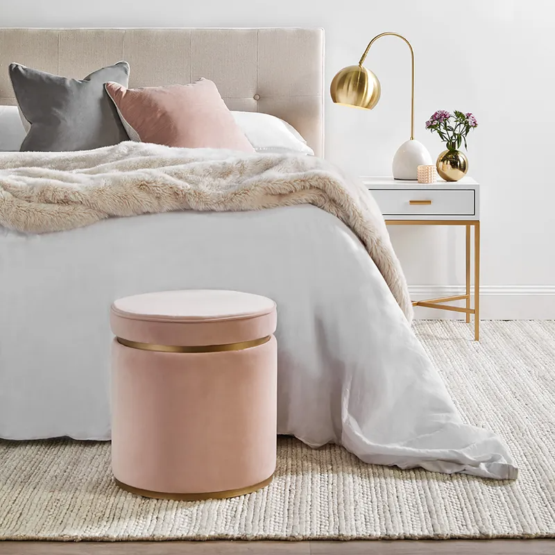 Nessa White Bedside Table Gold, 45cm W x 45cm D x 60cm H (RRP $869) - Image 2