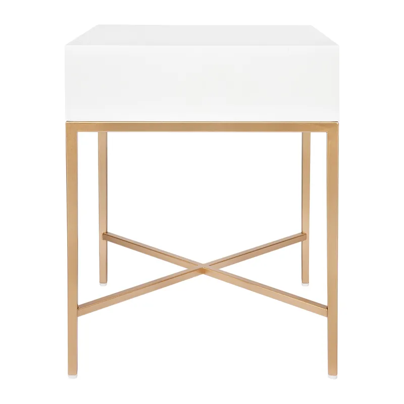 Nessa White Bedside Table Gold, 45cm W x 45cm D x 60cm H (RRP $869) - Image 5