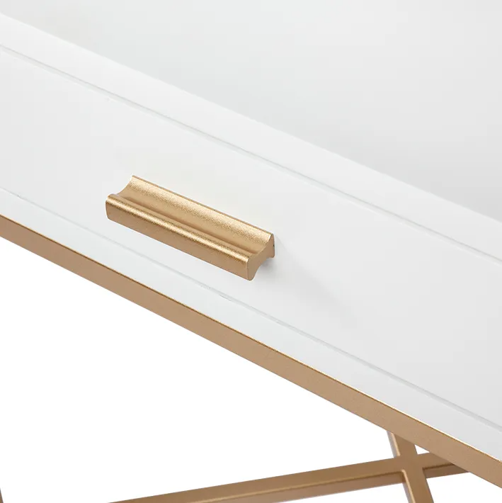 Nessa White Bedside Table Gold, 45cm W x 45cm D x 60cm H (RRP $869) - Image 6