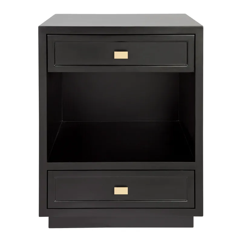 Logan Bedside Table Black, 50cm W x 40cm D x 65cm H (RRP $913)