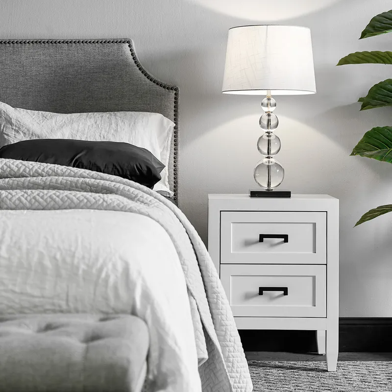 Soloman Bedside Table Small White, 50cm W x 40cm D x 65cm H (RRP $1067) - Image 2