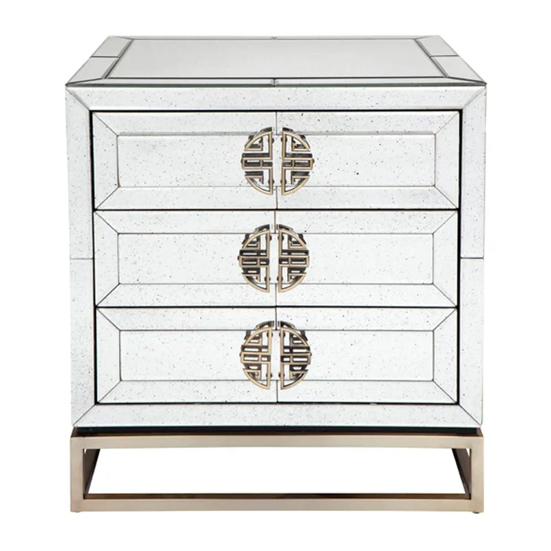Rochester Mirrored Bedside Table, 60cm W x 50cm D x 65cm H (RRP $1617)