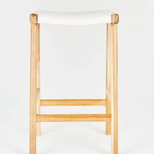 "Santa Monica" Modern Coastal Hamptons Style Timber Barstool, Teak with Whitewashed Rattan Seat (RRP $549)