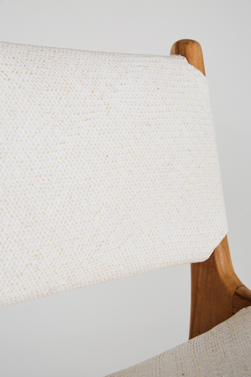 "Santa Monica" Modern Coastal Hamptons Style Timber Barstool, Teak & Whitewashed Seat (RRP $799) - Image 5