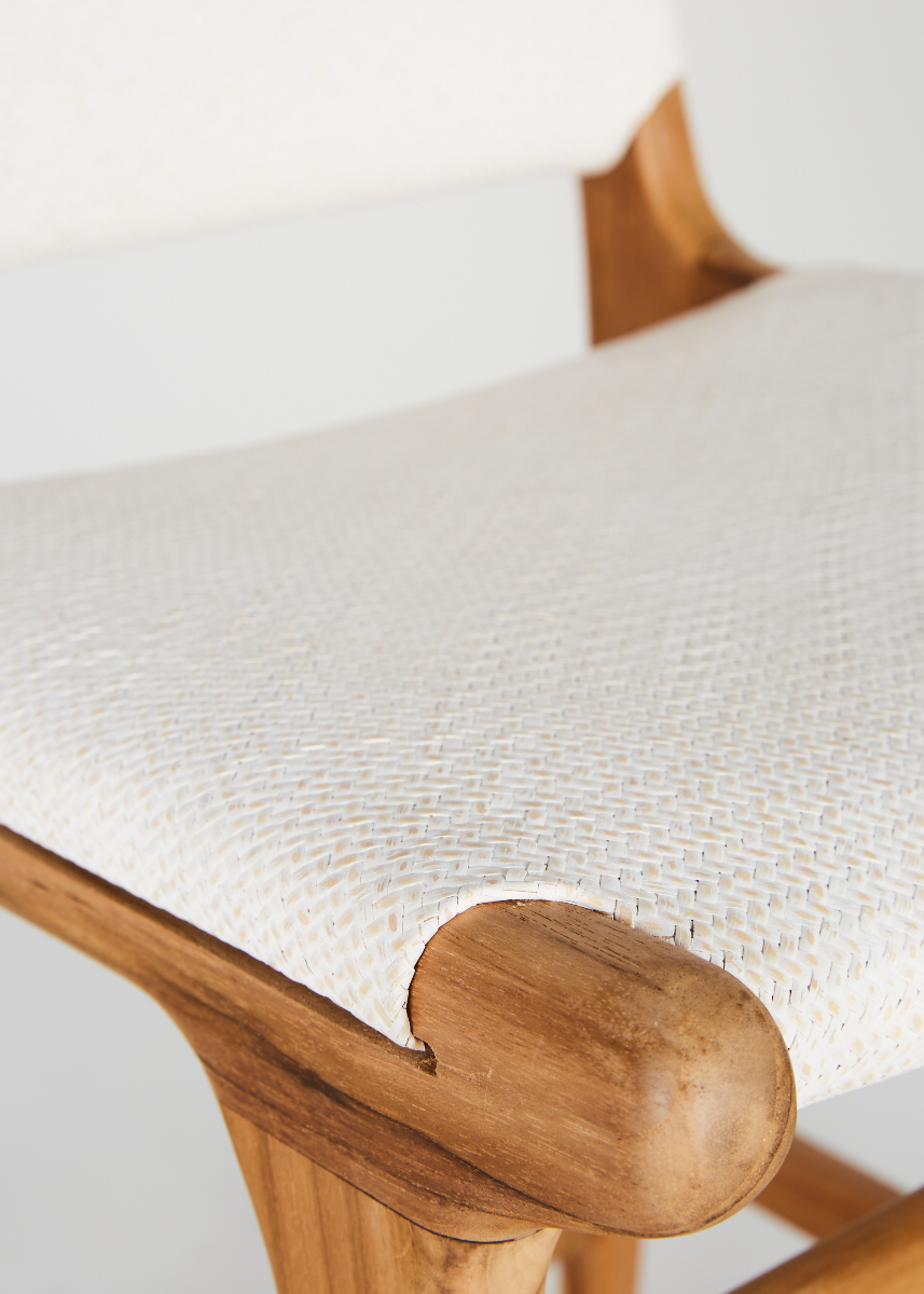 "Santa Monica" Modern Coastal Hamptons Style Timber Barstool, Teak & Whitewashed Seat (RRP $799) - Image 6