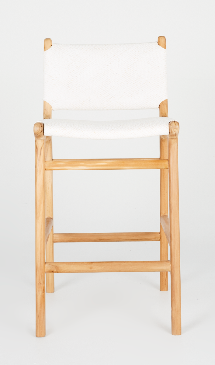 "Santa Monica" Modern Coastal Hamptons Style Timber Barstool, Teak & Whitewashed Seat (RRP $799)