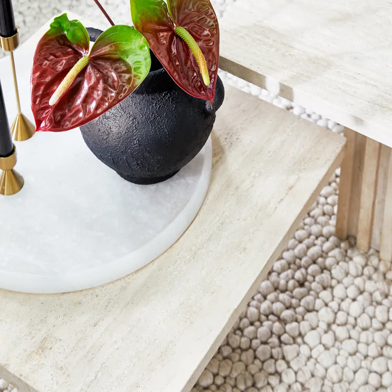 Atlas Travertine Coffee Table Large, 53cm W x 53cm D x 46cm H (RRP $1903) - Image 4