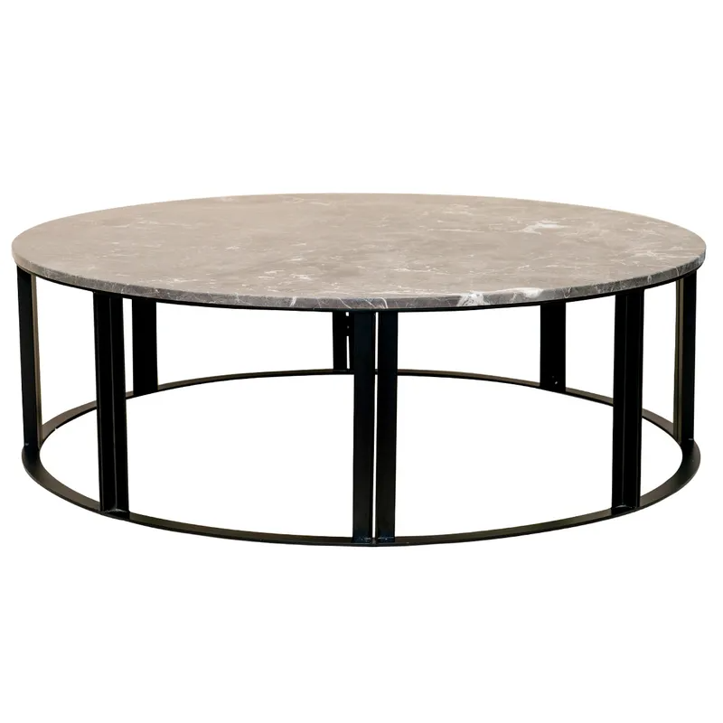 Bowie Marble Coffee Table Large Grey, 120cm Dia x 38cm H (RRP $3509)