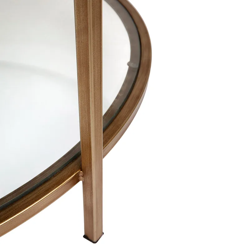 Cocktail Glass Round Coffee Table Antique Gold, 100cm Dia x 45cm H (RRP $1639) - Image 5