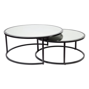 Serene Nesting Coffee Tables Black, 95cm Dia x 40cm H (RRP $2145)