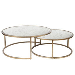 Serene Nesting Coffee Tables Antique Gold, 95cm Dia x 40cm H (RRP $2277)