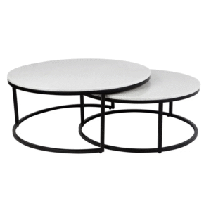 Chloe Stone Nesting Coffee Tables Black, 95cm Dia x 40cm H (RRP $3729)