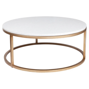 Chloe Stone Nesting Coffee Tables Antique Gold, 95cm Dia x 40cm H (RRP $3905)