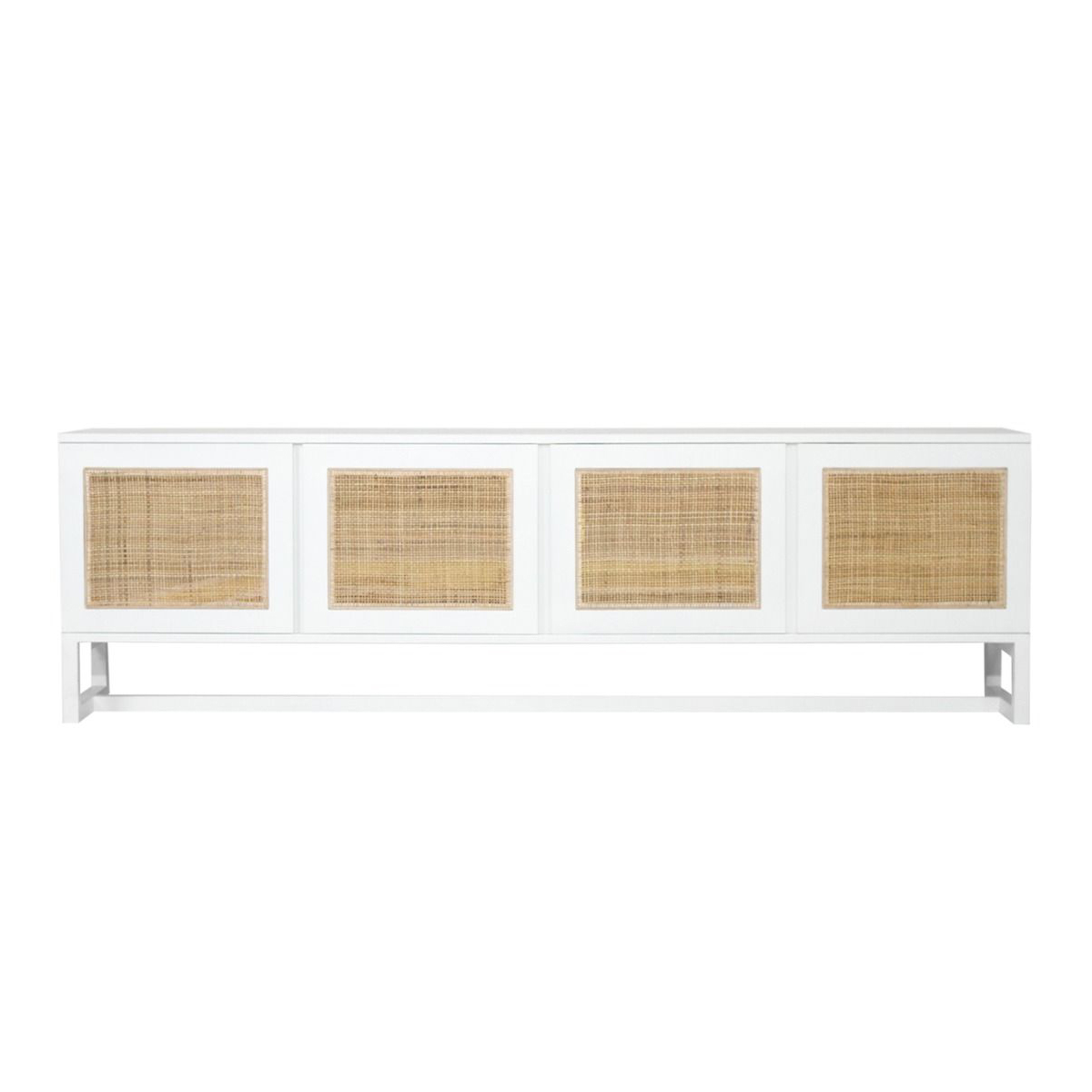Clovelly Entertainment Unit Four Door White, W 200cm x D 45cm x H 55cm