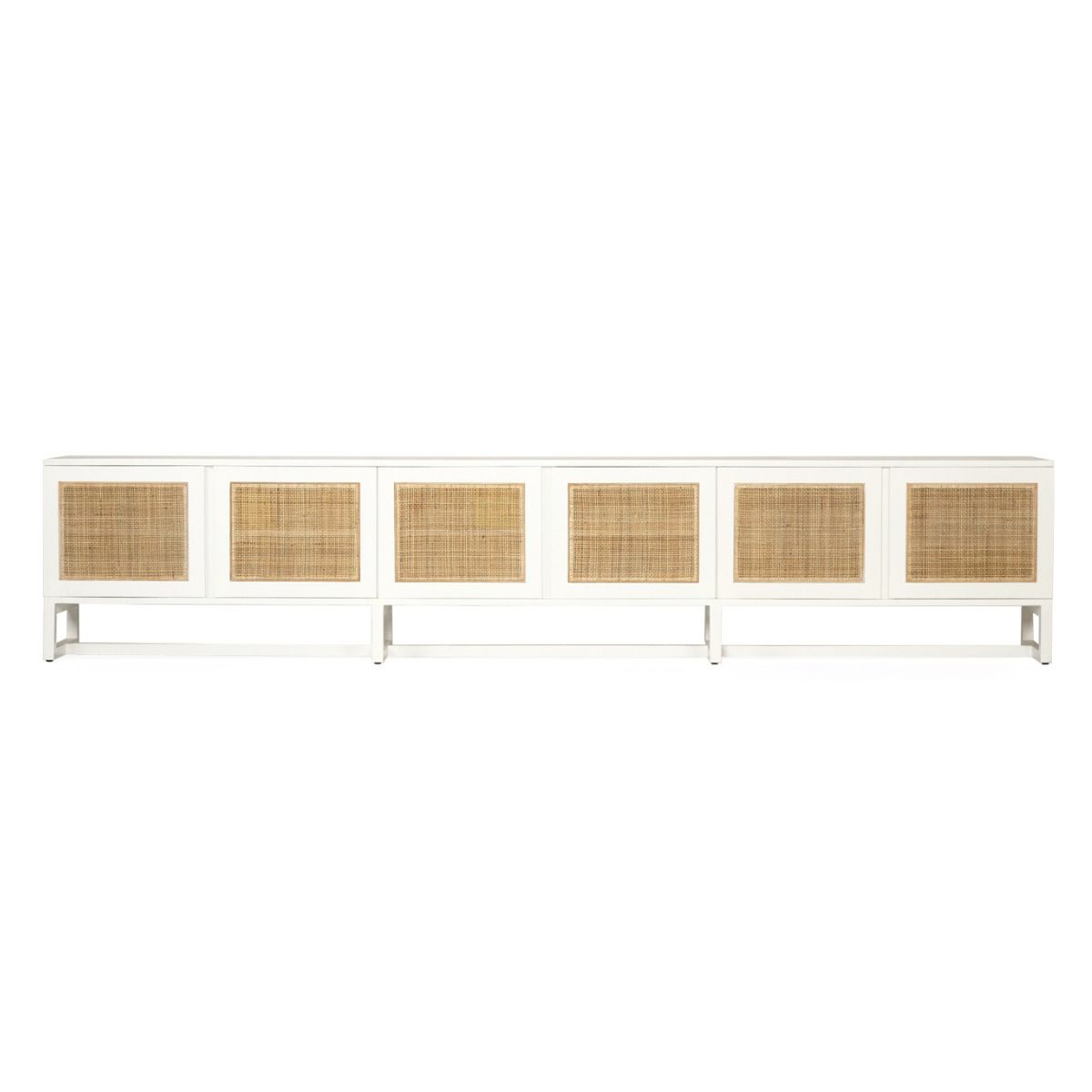 Clovelly Entertainment Unit Six Door White, W 300cm x D 45cm x H 55cm
