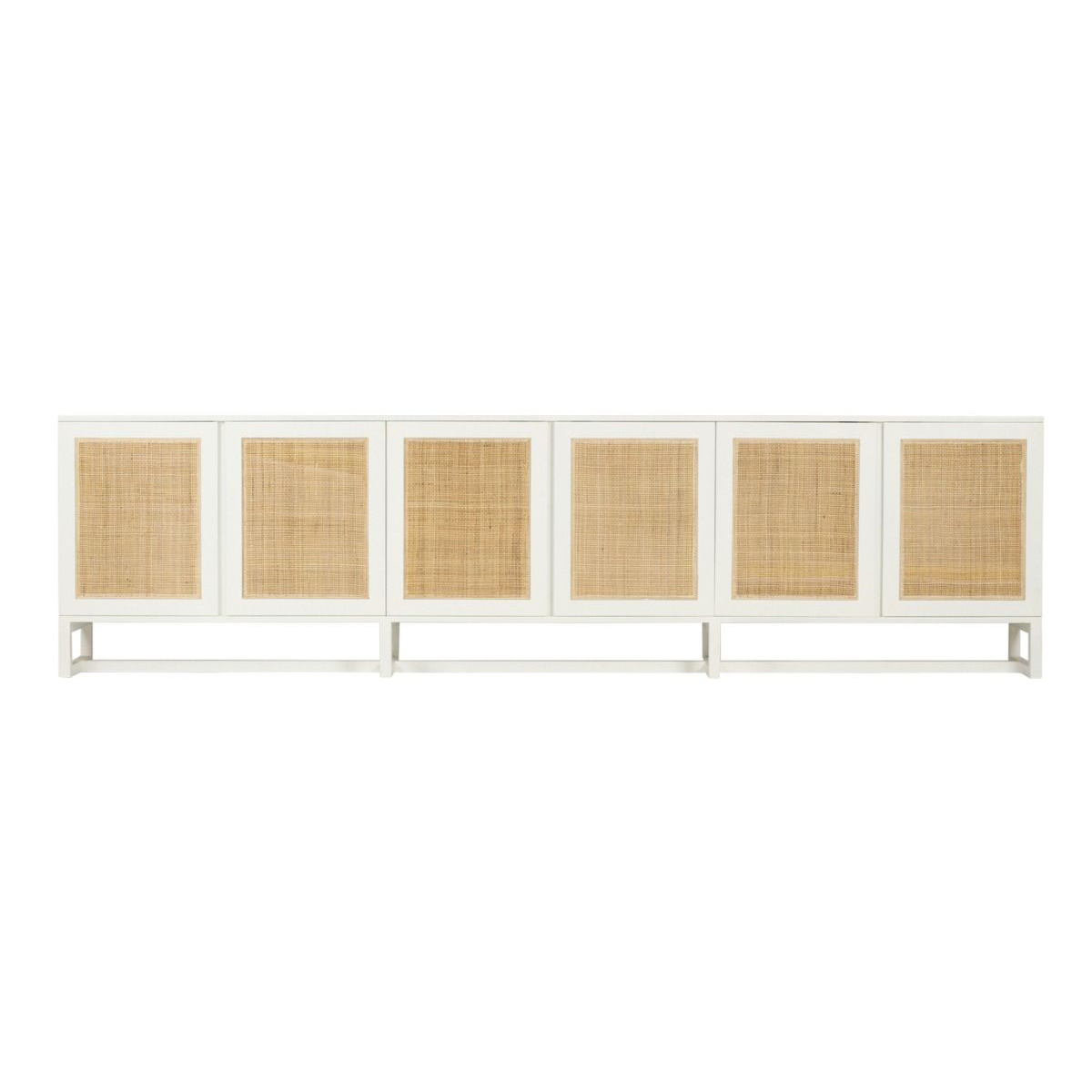 Clovelly Six Door Sideboard White, W 300cm x D 40cm x H 80cm