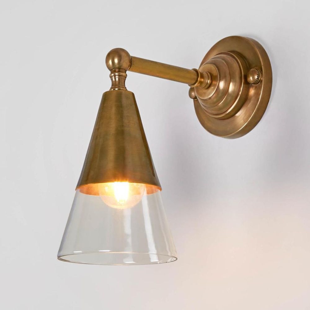 Otto Wall Light With Glass Shade Antique Brass (RRP $363)