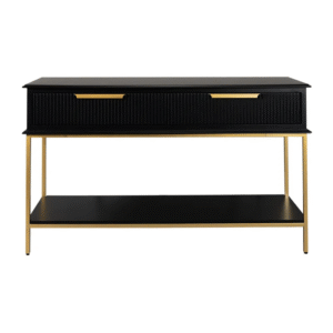 Aimee Console Table Small Black, 140cm W x 45cm D x 81cm H (RRP $1881)