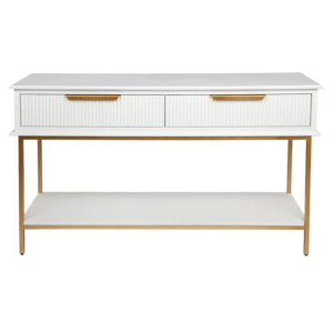 Aimee Console Table Small White, 140cm W x 45cm D x 81cm H (RRP $1881)