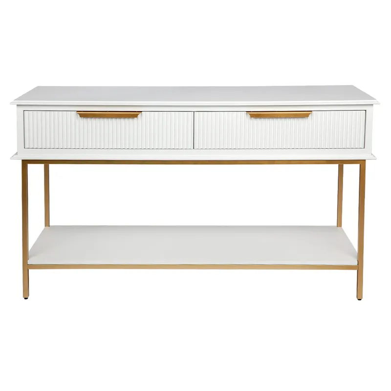 Aimee Console Table Small White, 140cm W x 45cm D x 81cm H (RRP $1881)