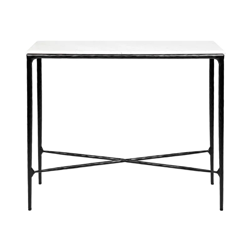 Heston Marble Console Table Small Black, 90cm W x 30cm D x 80cm H (RRP $2321)