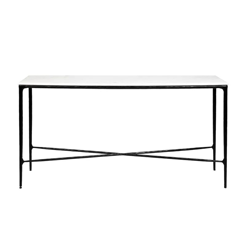 Heston Marble Console Table Medium Black, 140cm W x 33cm D x 76cm H (RRP $2959)