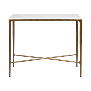 Heston Marble Console Table Small Brass, 90cm W x 30cm D x 80cm H (RRP $2321)
