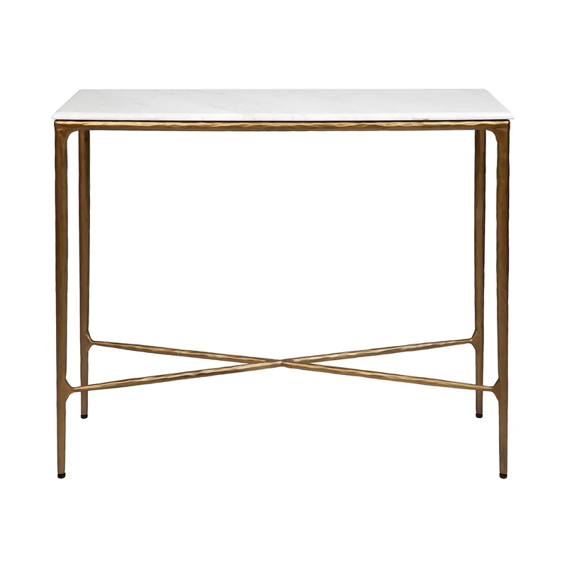 Heston Marble Console Table Small Brass, 90cm W x 30cm D x 80cm H (RRP $2321)