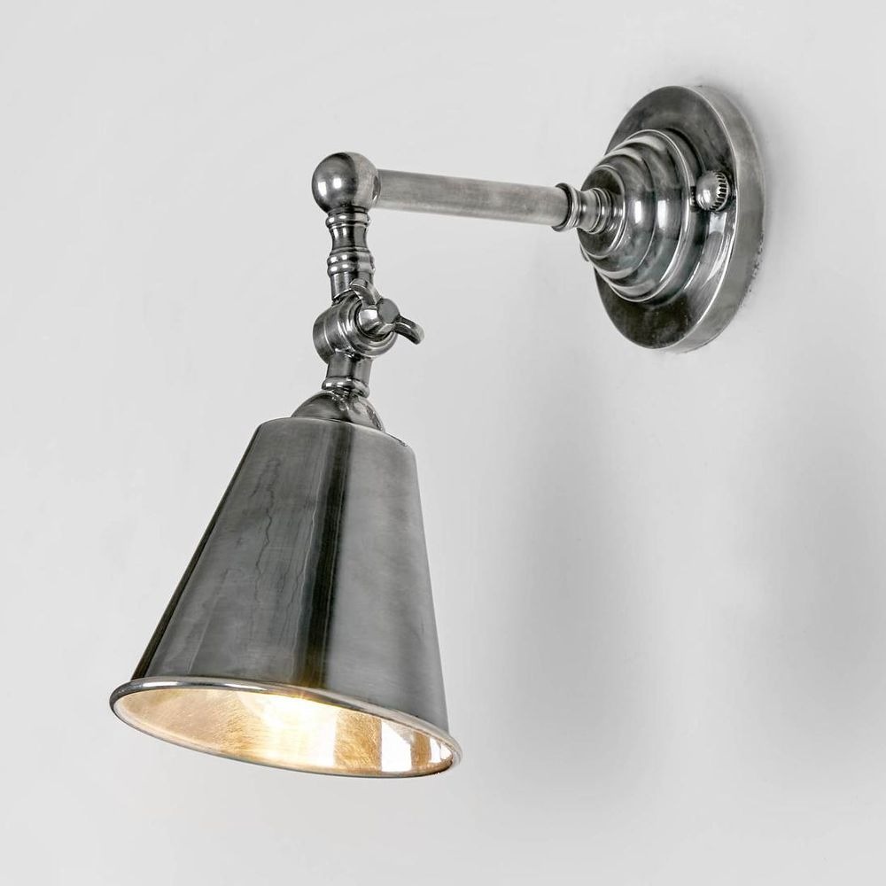 Utopia Wall Light with Metal Shade Antique Silver (RRP $418)