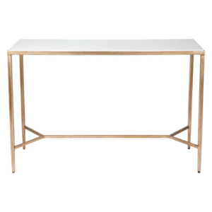 Chloe Stone Console Table Small Antique Gold, 90cm W x 30cm D x 80cm H (RRP $1265)