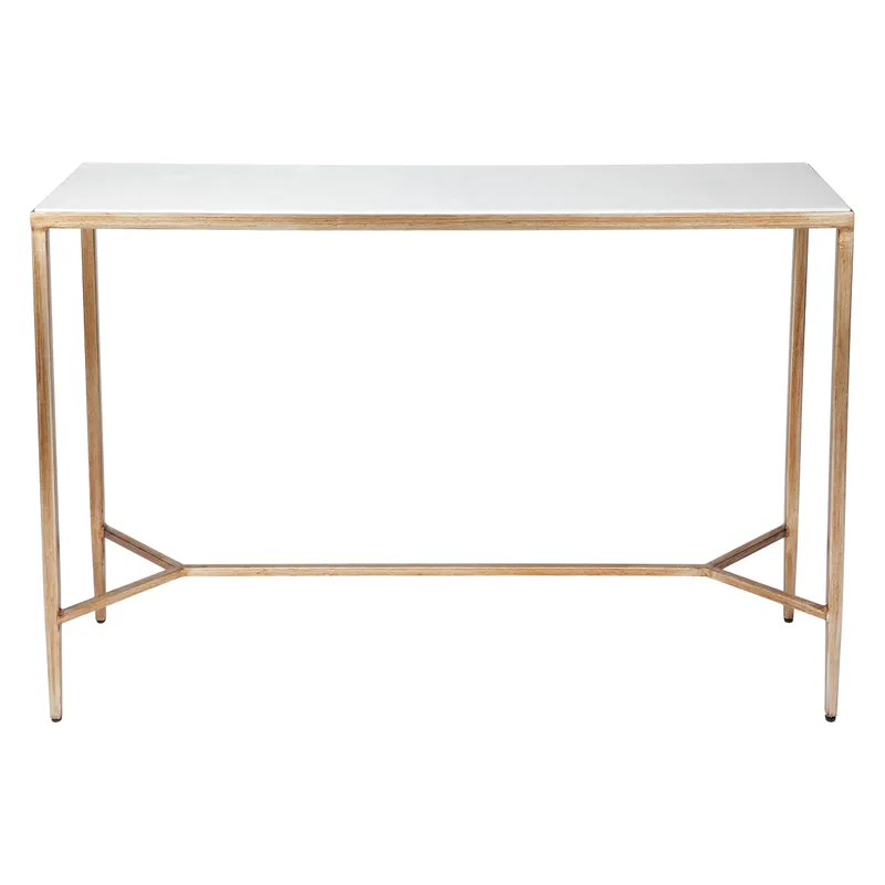 Chloe Stone Console Table Small Antique Gold, 90cm W x 30cm D x 80cm H (RRP $1265)