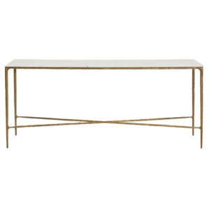 Heston Marble Console Table Large Brass, 180cm W x 35cm D x 76cm H (RRP $3443)